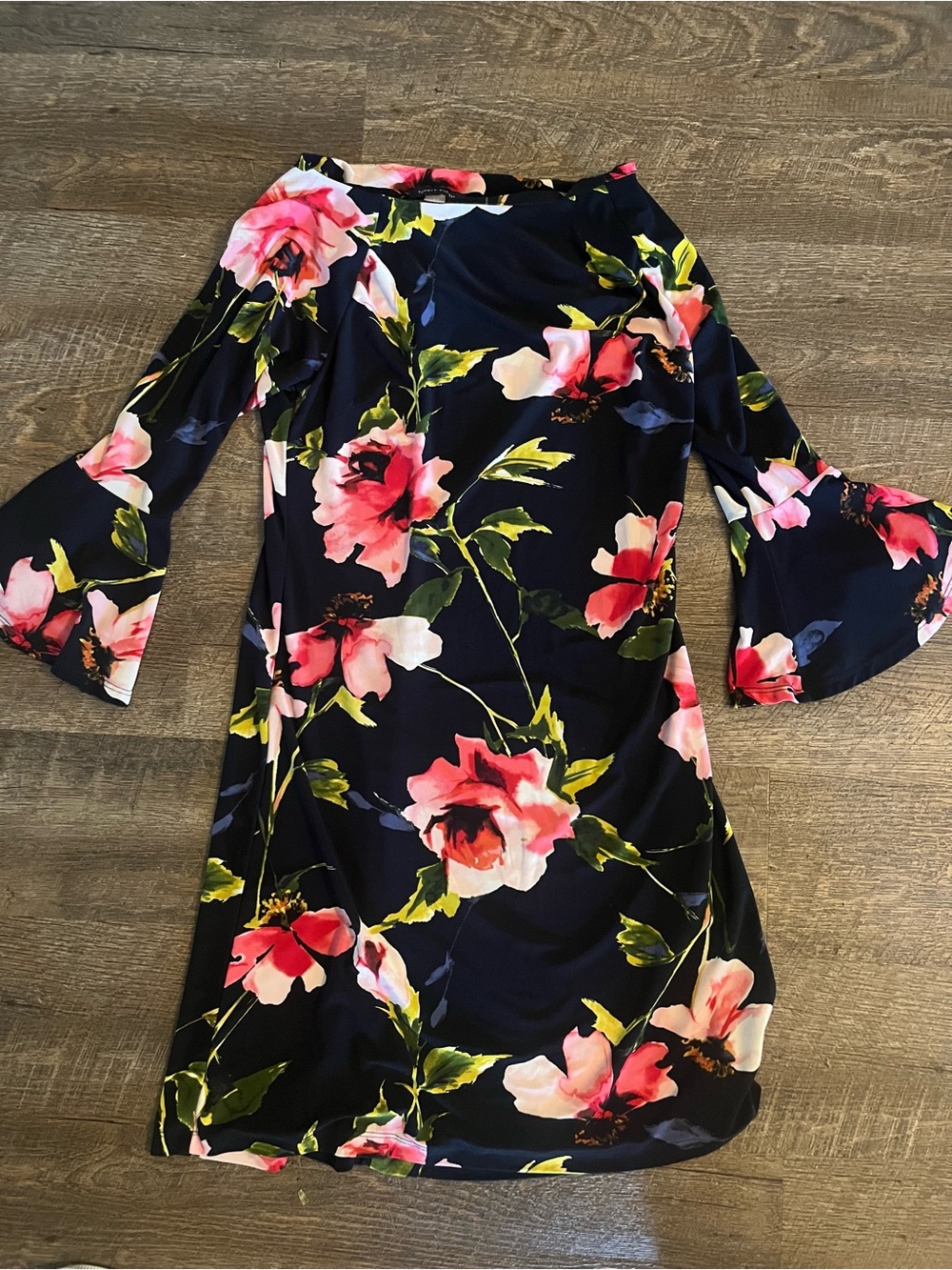 Tommy Hilfiger Navy Floral Bell-Sleeve Dress